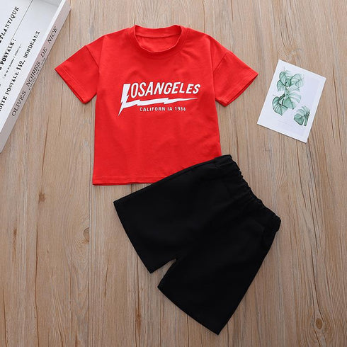 Boys summer suit short sleeve casual pants two-piece set